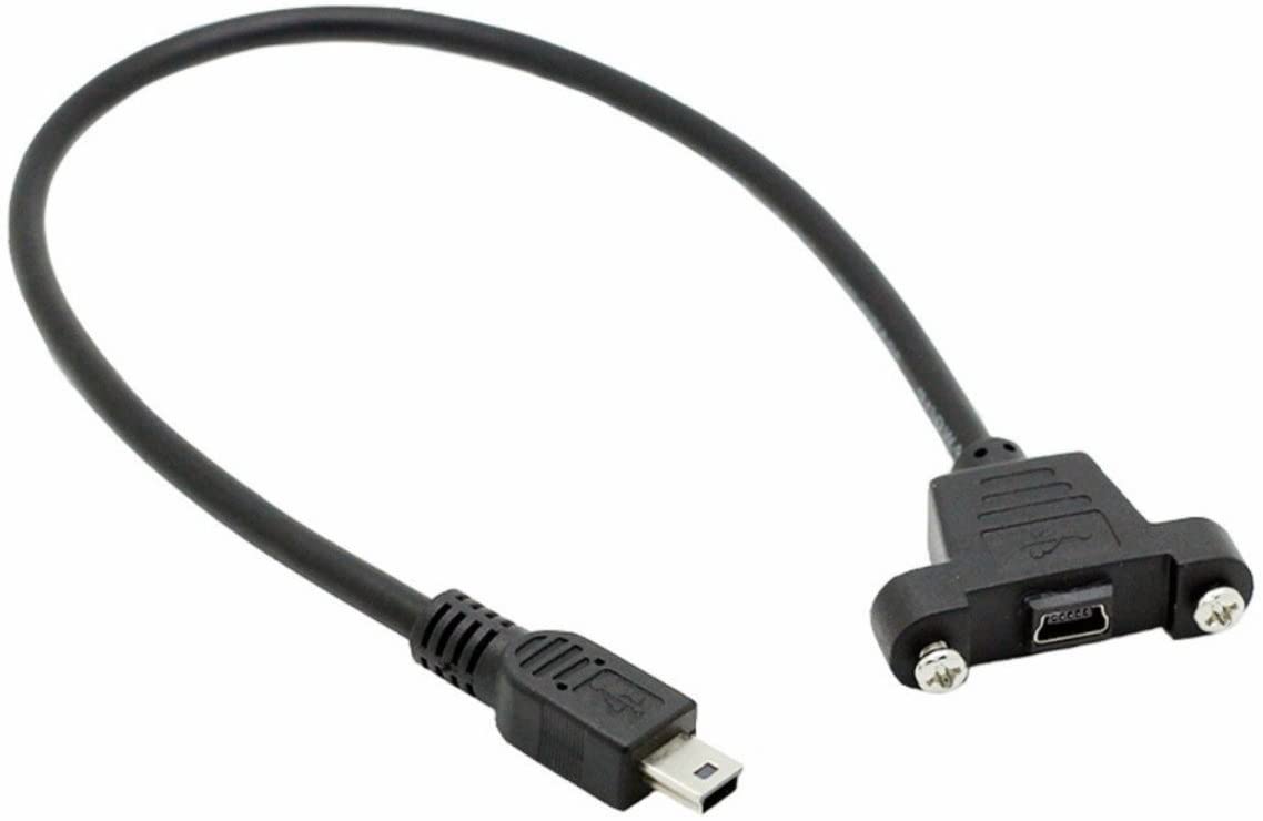 Mini-B USB 2.0 panel mount adapter cable for enclosure mounting