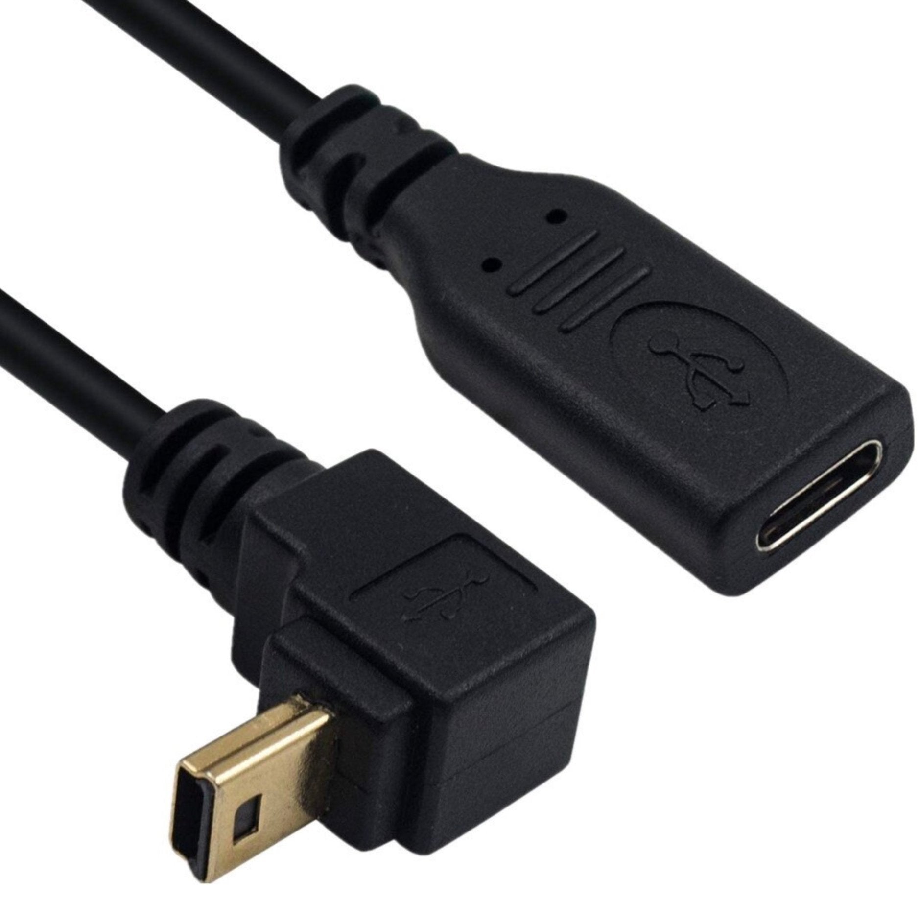 USB-C Female to USB Mini B Male Data Charging Extension Cable 0.25m