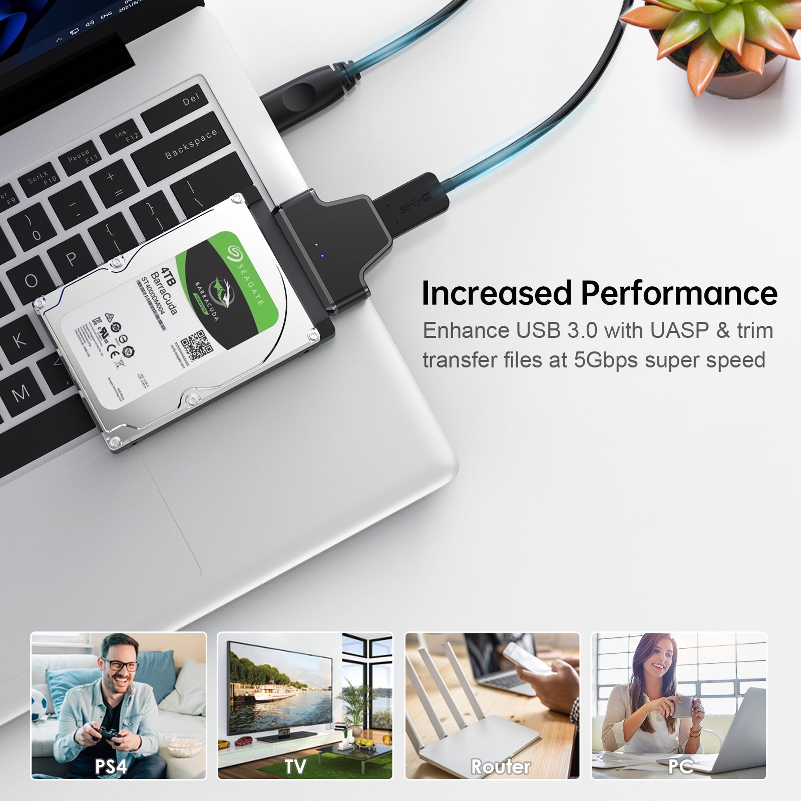 SATA 7+15 Pin (22-Pin) to USB 3.0 Micro B Female Converter Hard Disk Adapter