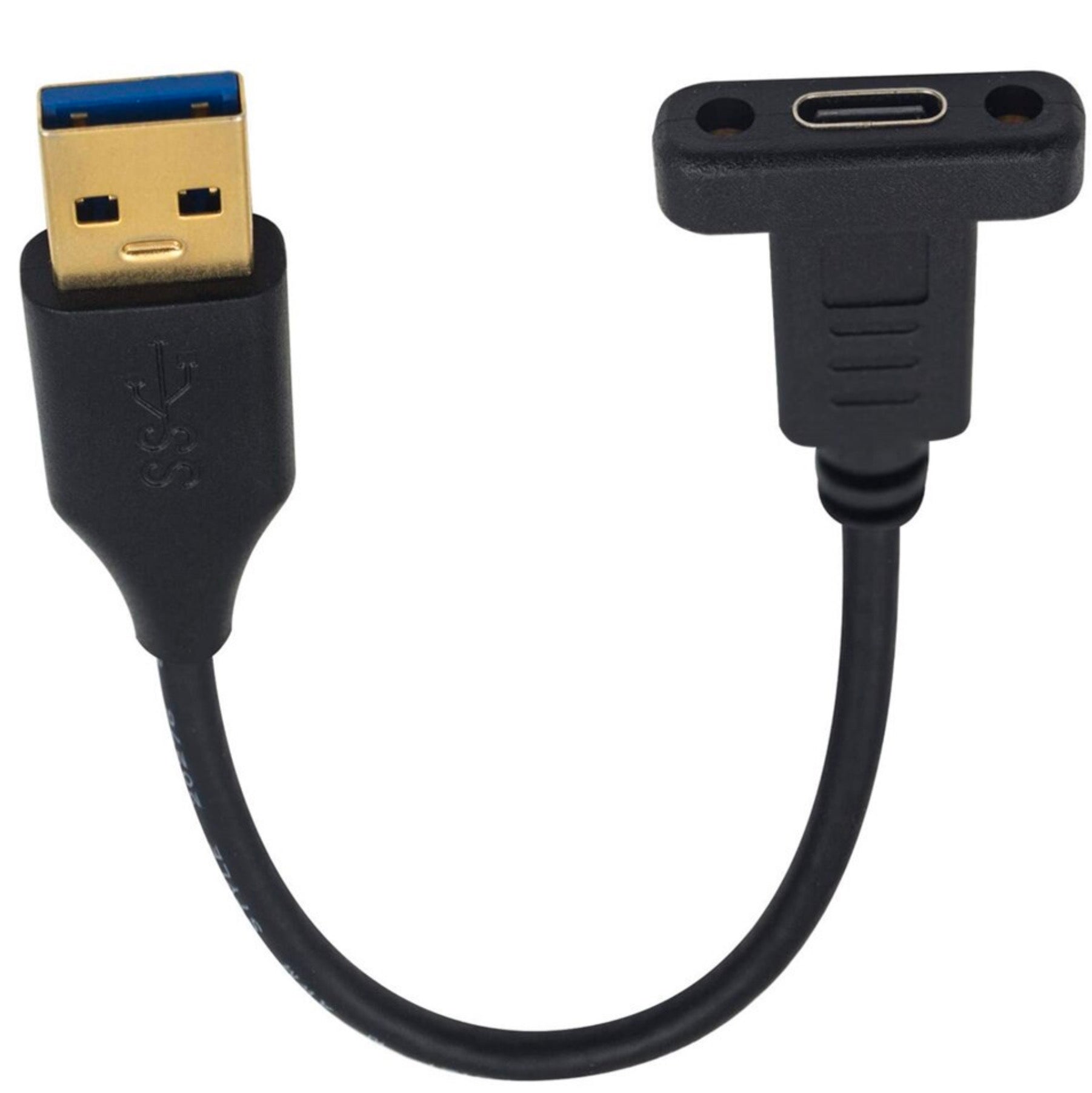 Panel mount USB-C female port with mounting screws