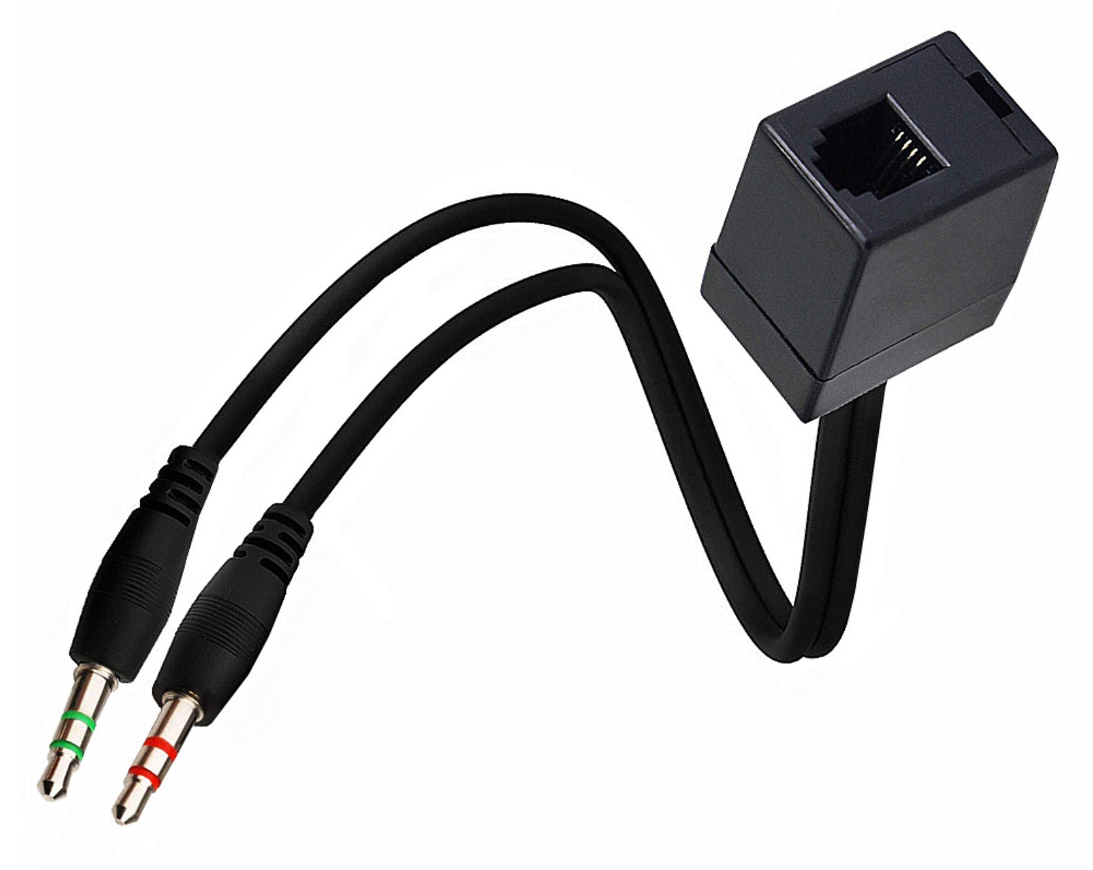 RJ11 female to dual 3.5mm male headset splitter cable