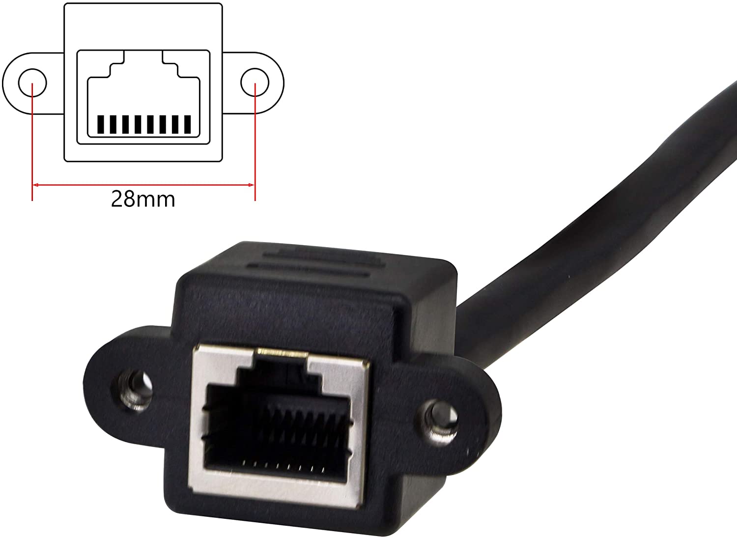 RJ45 Male to Female Shielded Lan Ethernet Panel Mount Extension Cable Cat6 0.3m