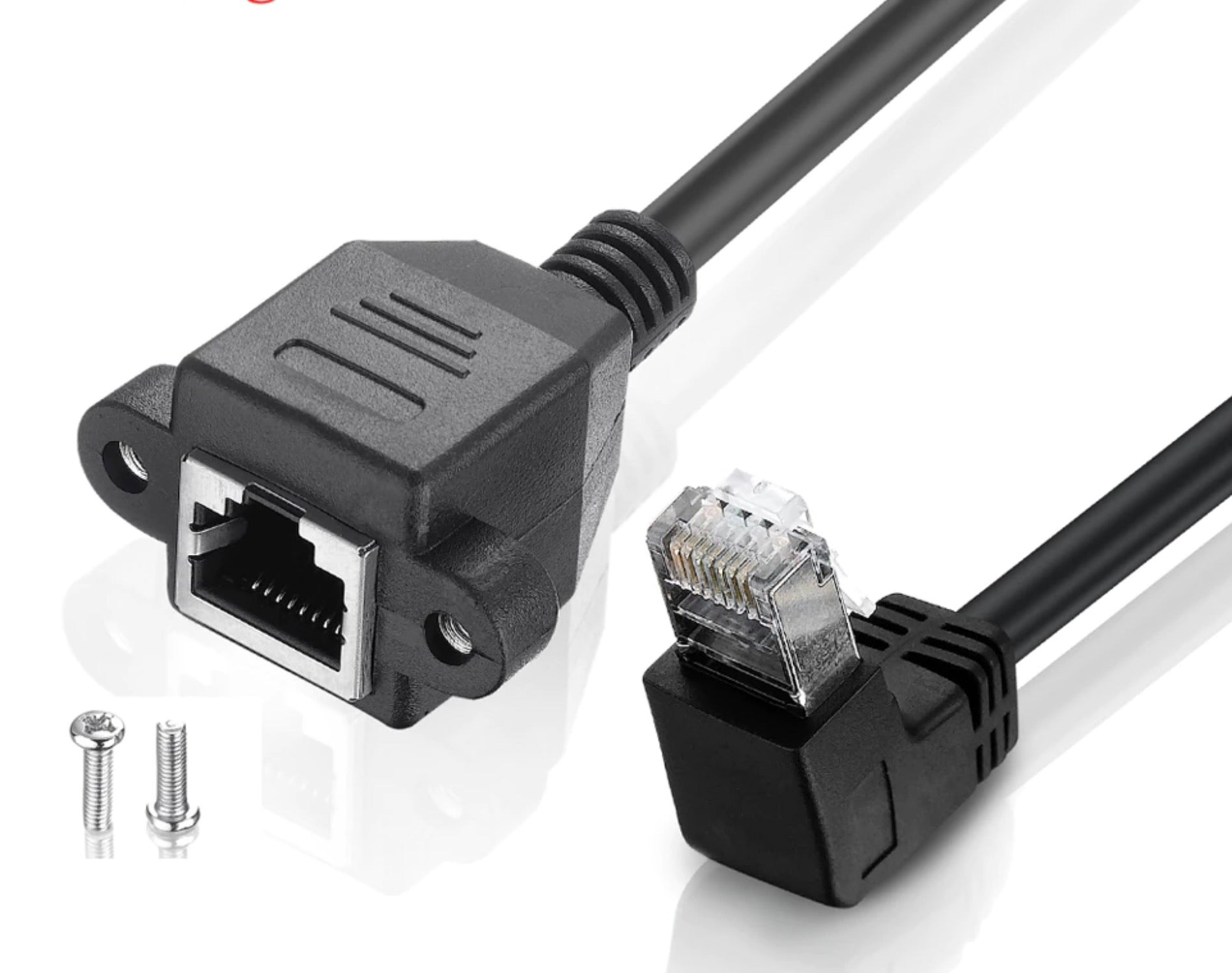 RJ45 Male to Female Shielded Lan Ethernet Panel Mount Extension Cable Cat6 0.3m