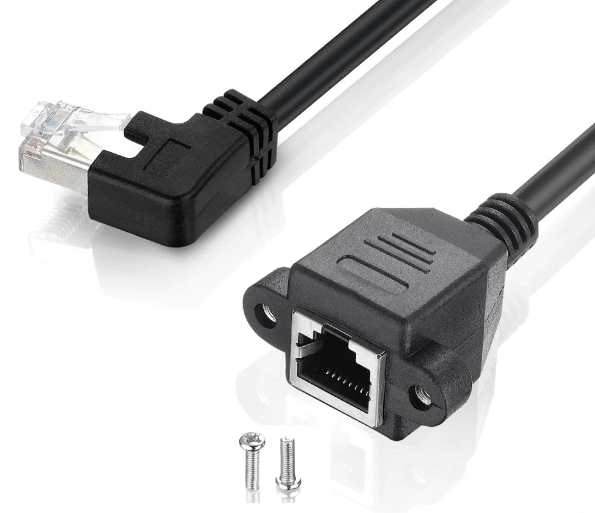 RJ45 Male to Female Shielded Lan Ethernet Panel Mount Extension Cable Cat6 0.3m