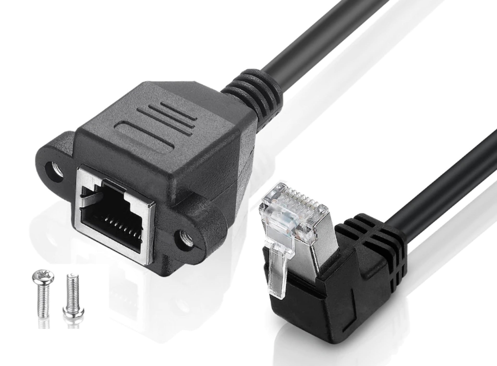 RJ45 Male to Female Shielded Lan Ethernet Panel Mount Extension Cable Cat6 0.3m