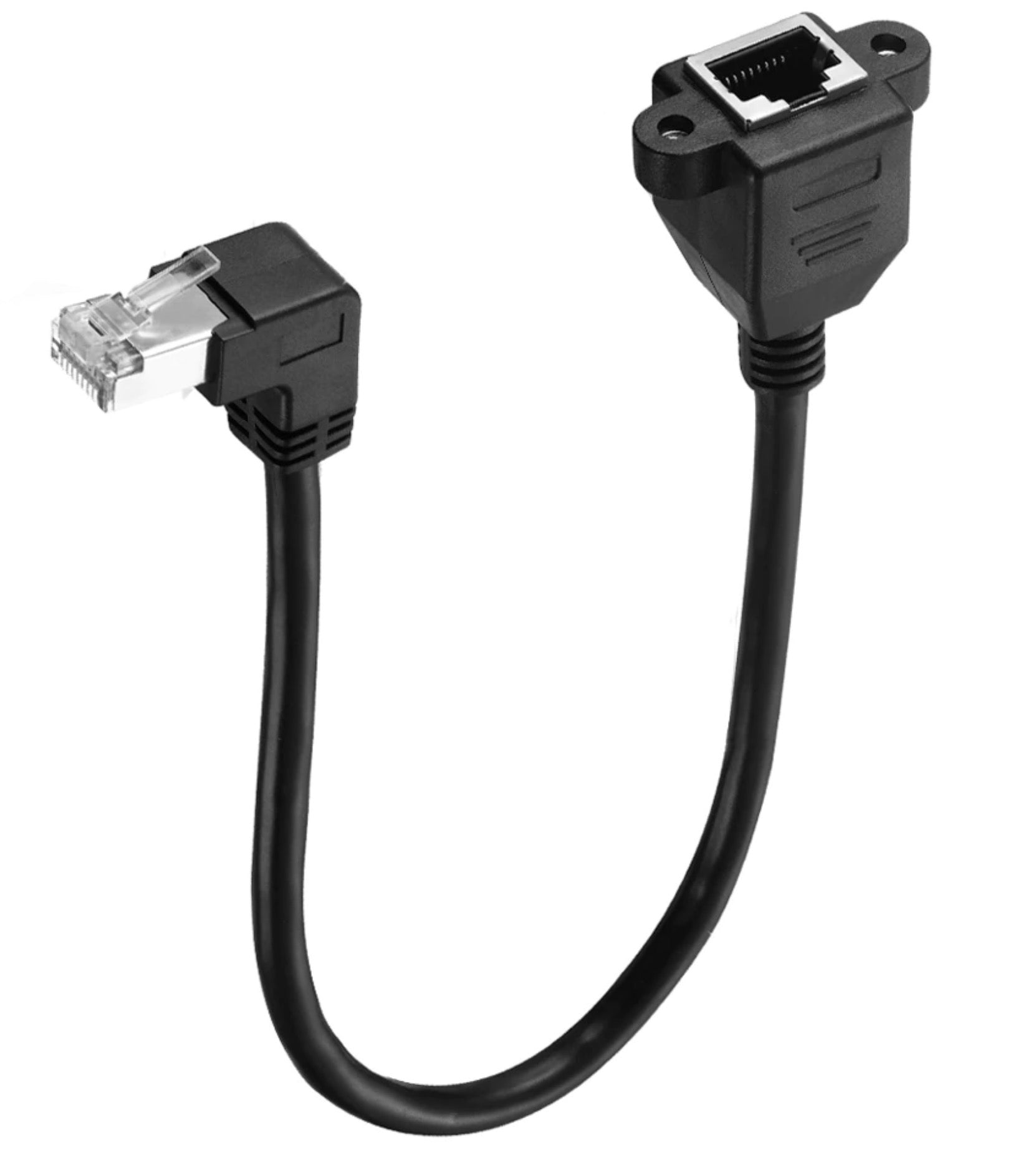 RJ45 Male to Female Shielded Lan Ethernet Panel Mount Extension Cable Cat6 0.3m
