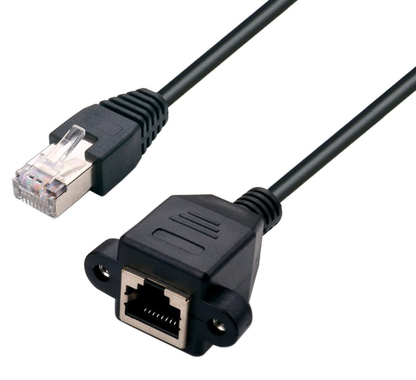 RJ45 male connector detail on shielded cable