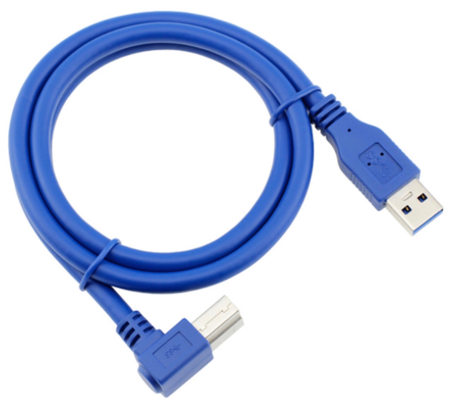 Right-angle Type-B connector on USB 3.0 cable