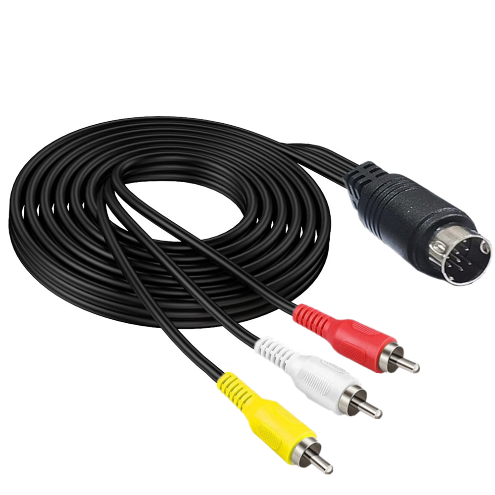 10 Pin Din to 3RCA Male Audio Video DIN Composite Cable 1.8m