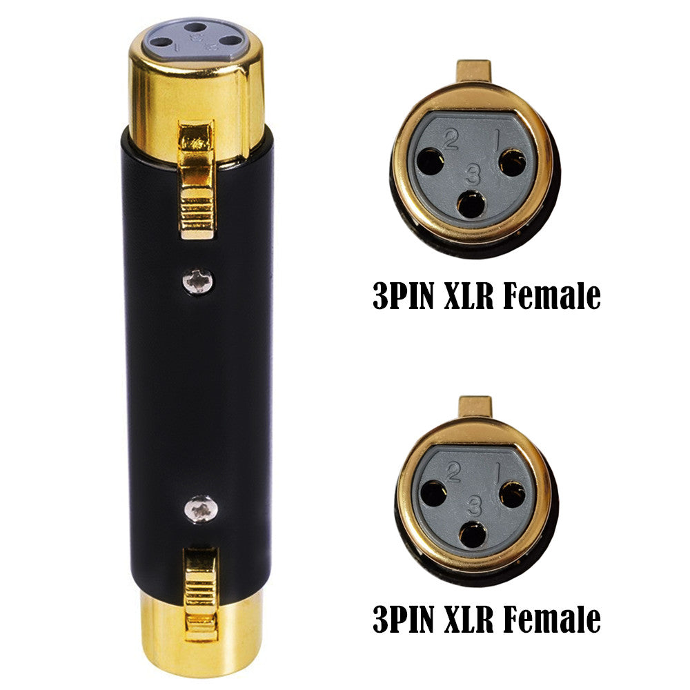 XLR 3-Pin Female to Female Mic Cable Extender Adapter