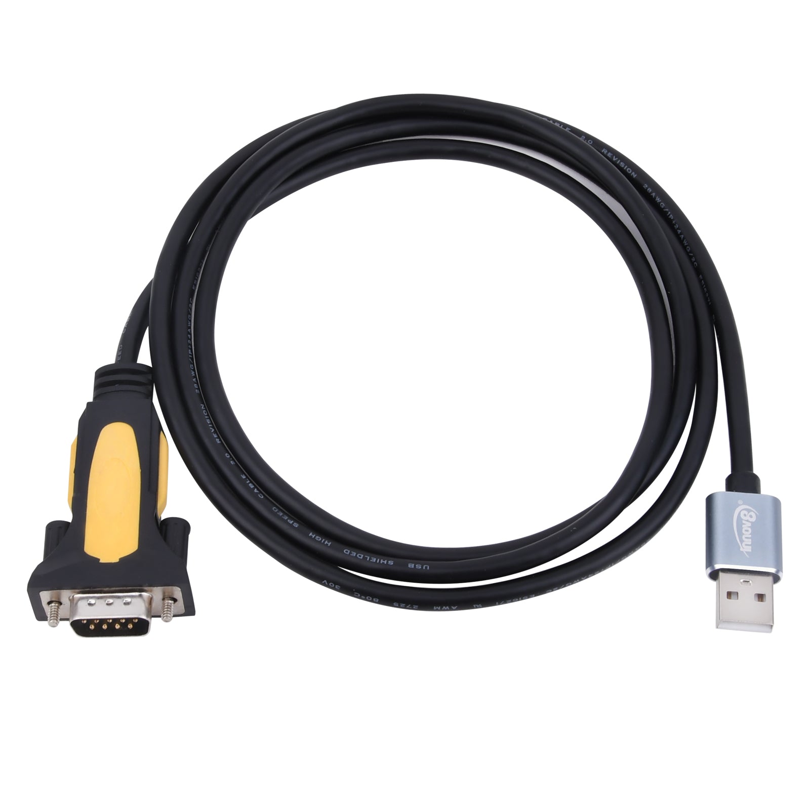Serial adapter cable connected to computer and router