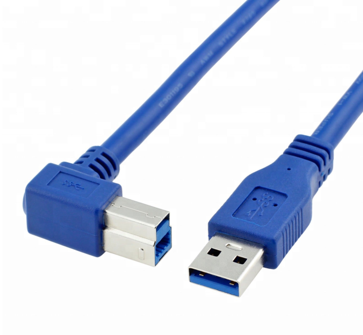USB-A 3.0 to USB Type-B right-angle printer cable blue