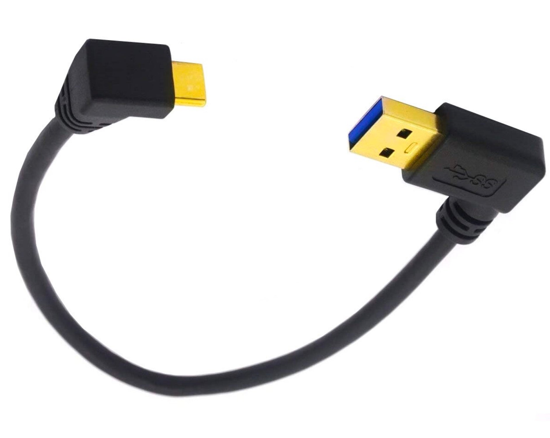 Left-angle USB-A connector to USB-C male cable
