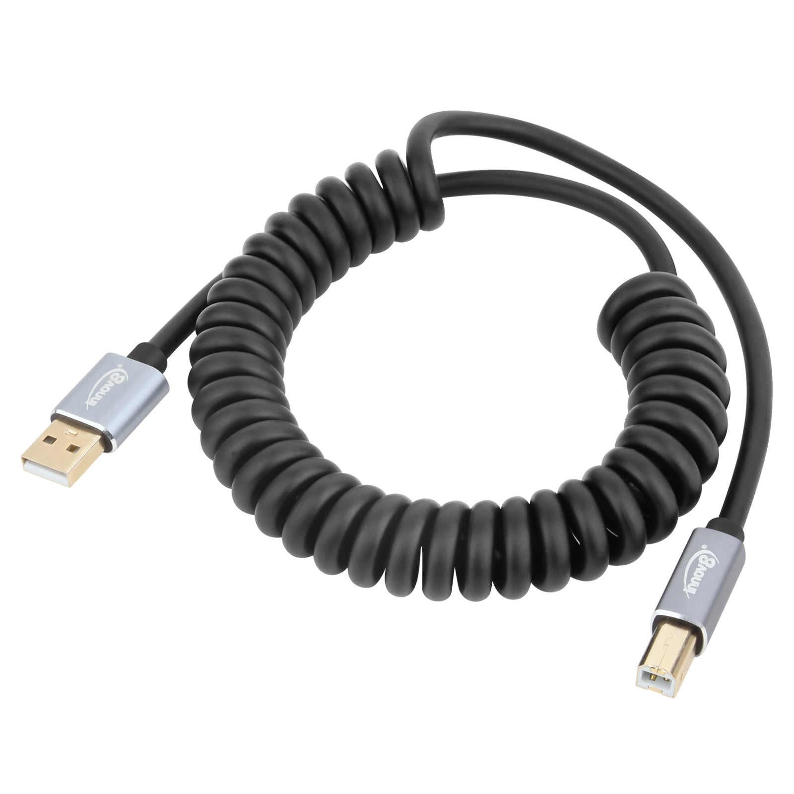 USB-A to USB-B coiled printer cable 1.8m