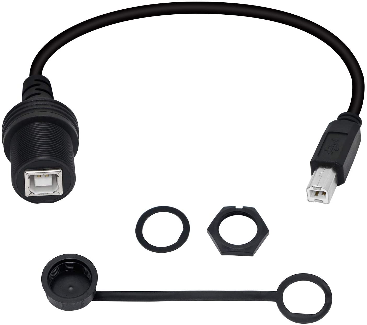 USB-B 2.0 male to female flush mount extension cable
