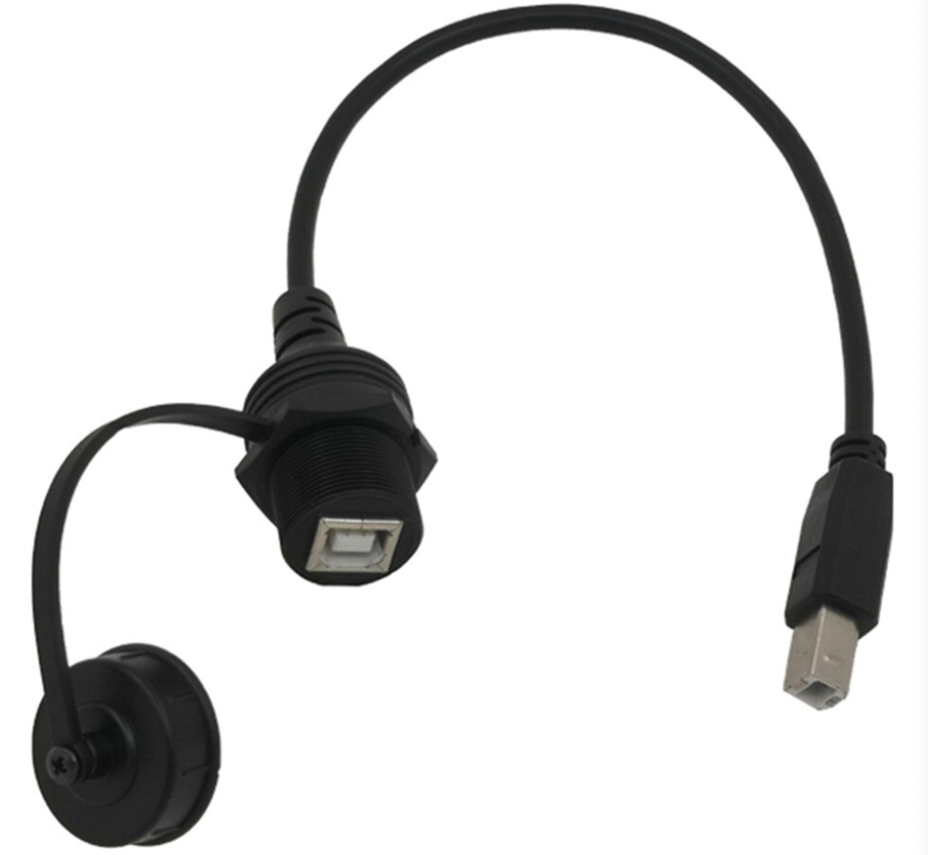 USB-B panel mount socket with mounting hardware