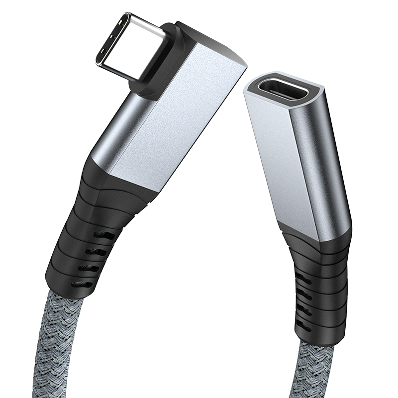 Angled USB-C Thunderbolt 4 extension cable close-up