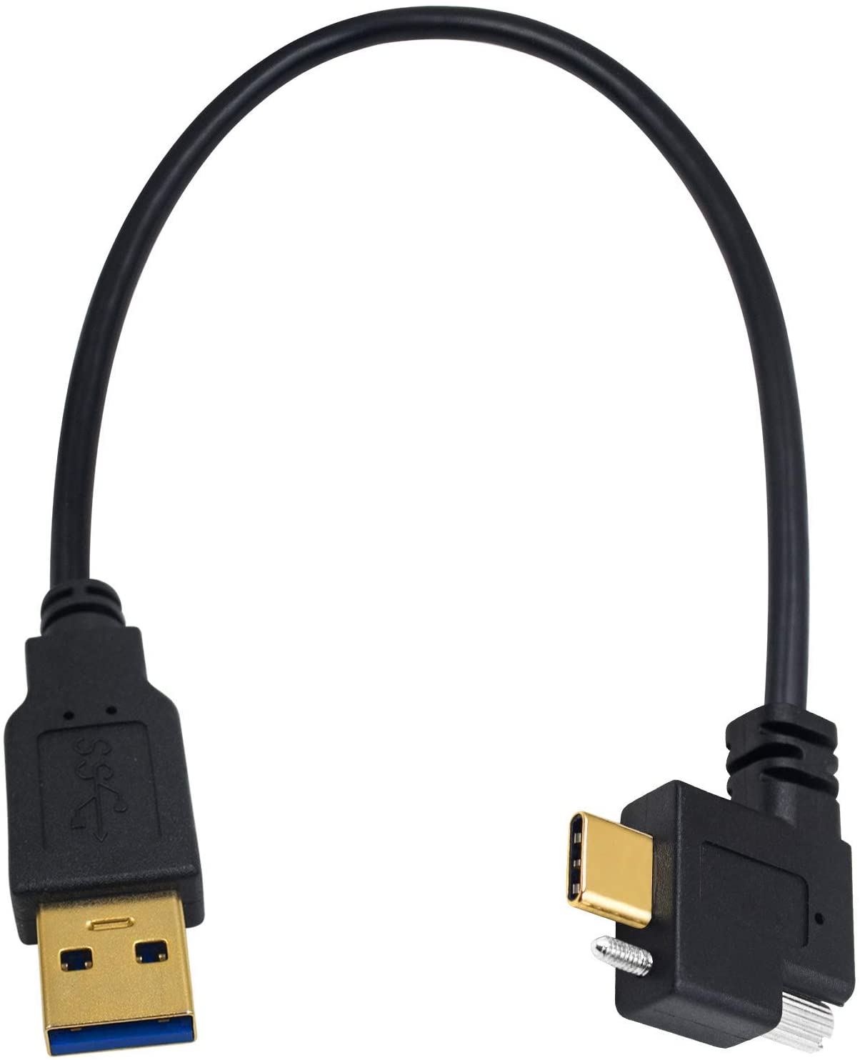 USB-C male locking cable with single screw for secure connection