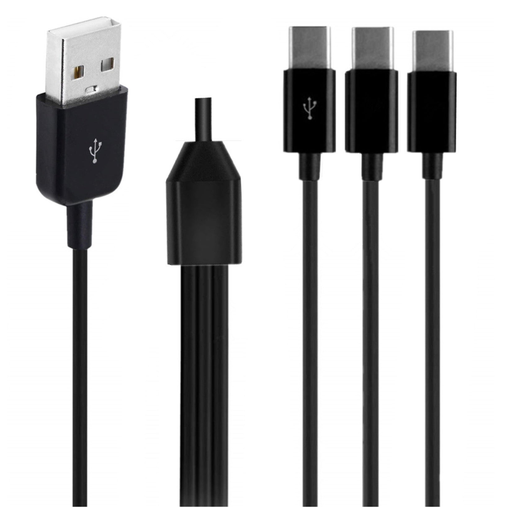 USB-C multi-charging cable with three outputs