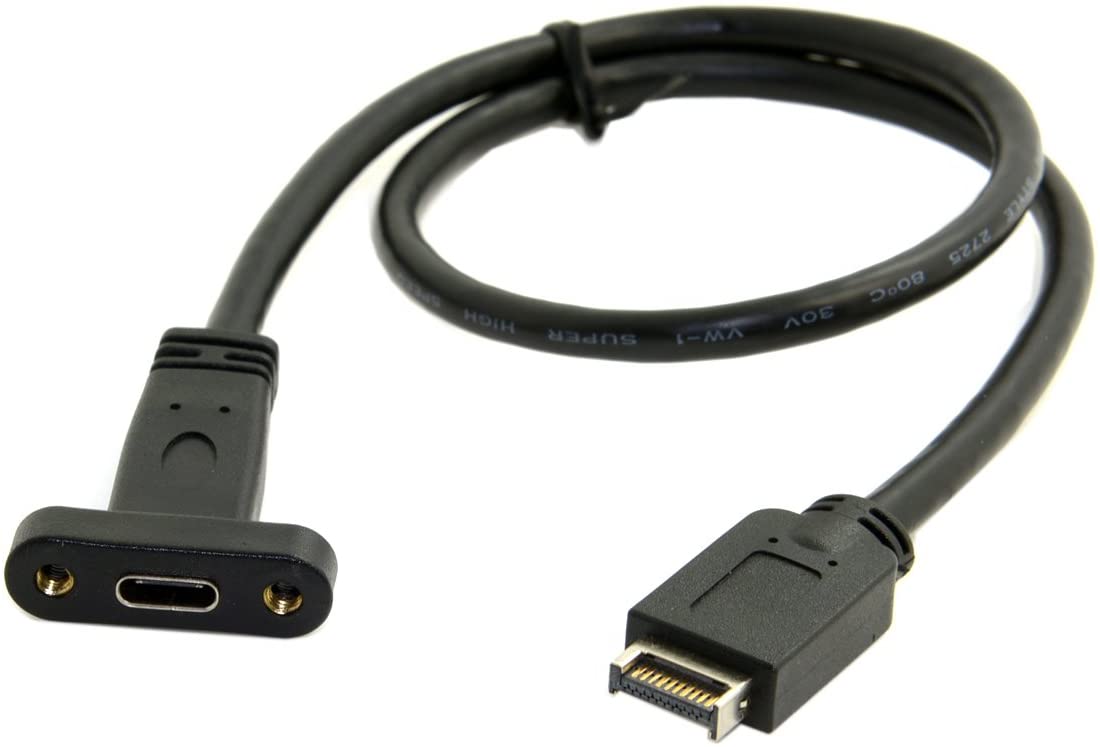 USB-C panel mount female to USB Type-E 20-pin motherboard cable
