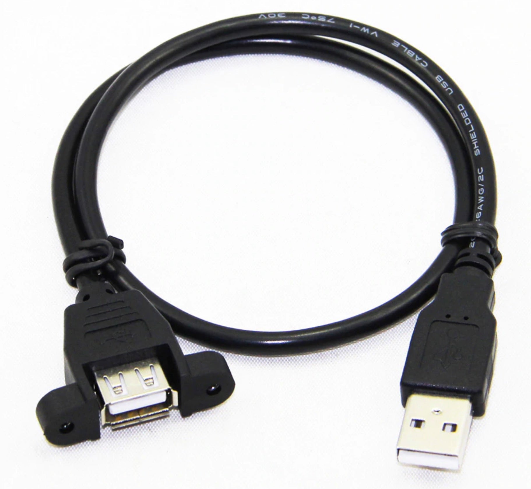 USB 2.0 Type A Male to Female Panel Mount Cable