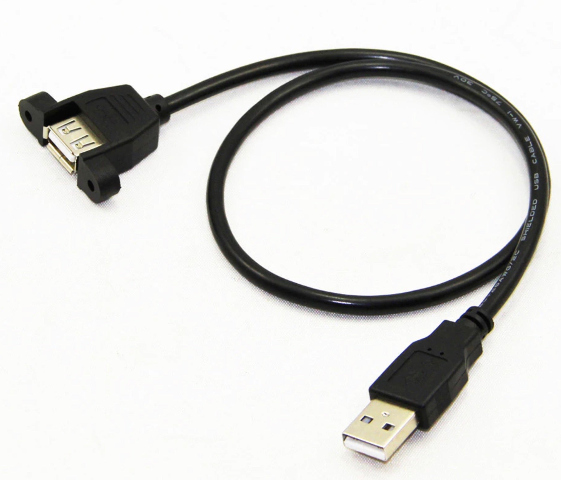 USB 2.0 Type A Male to Female Panel Mount Cable