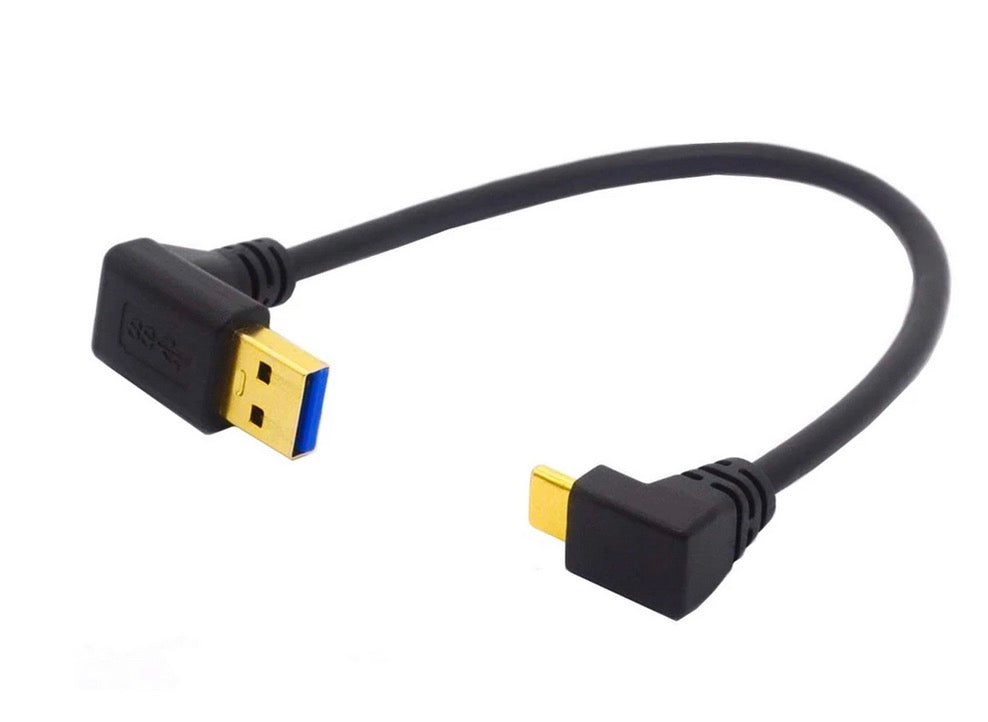 USB 3.0 A Down Angle to USB C Data Sync Charge Cable 0.25m