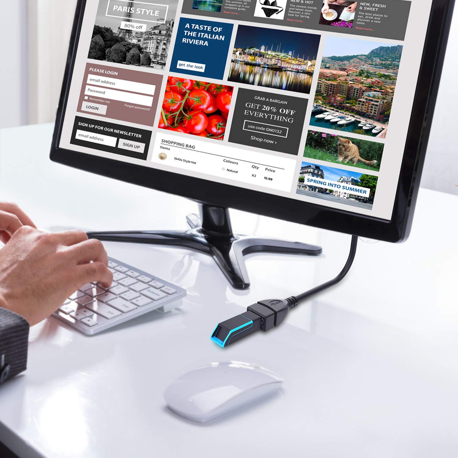 USB 3.0 Type-A male to female angled extension cable2