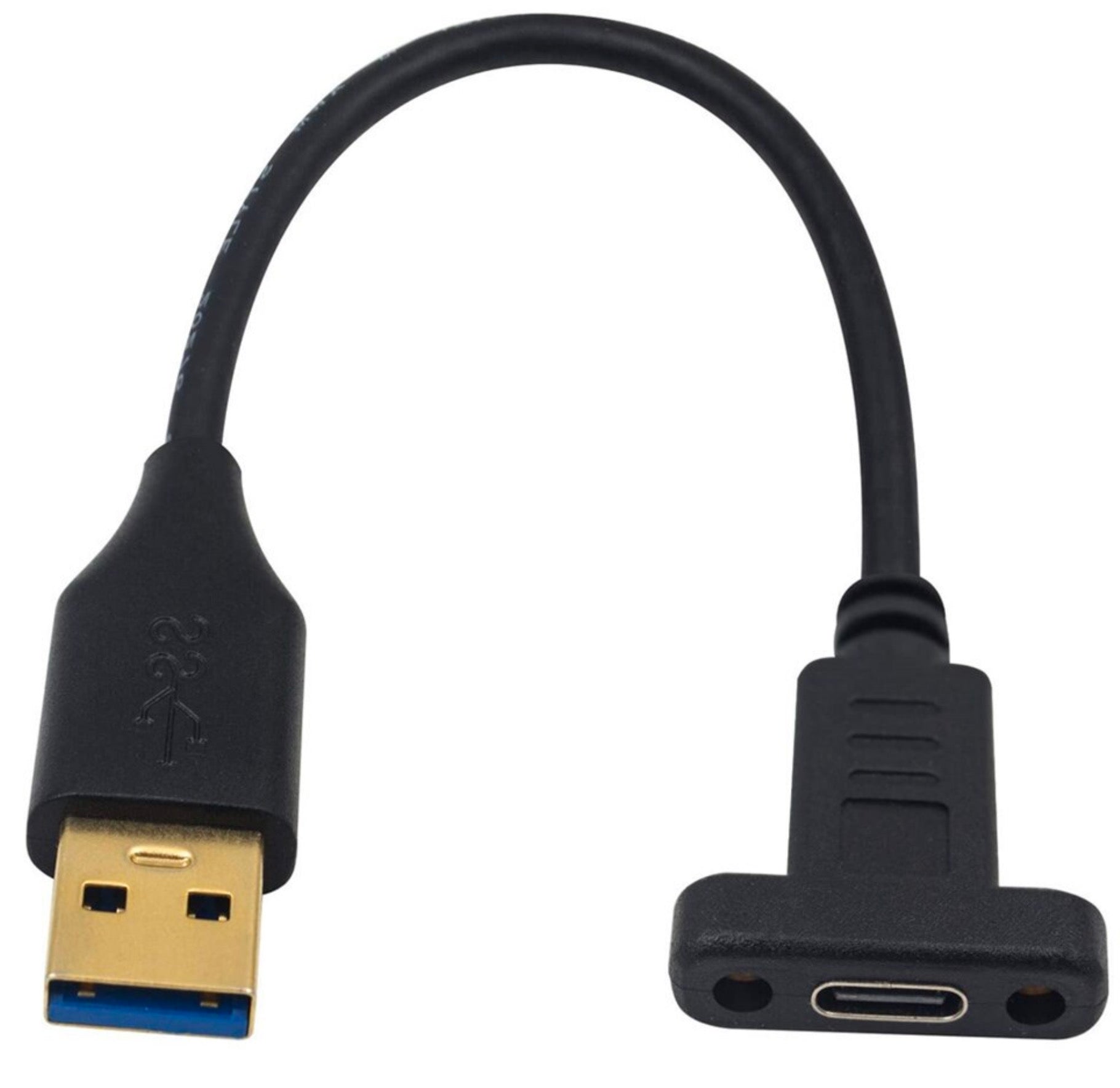 USB 3.0 Type A male to USB-C female panel mount cable