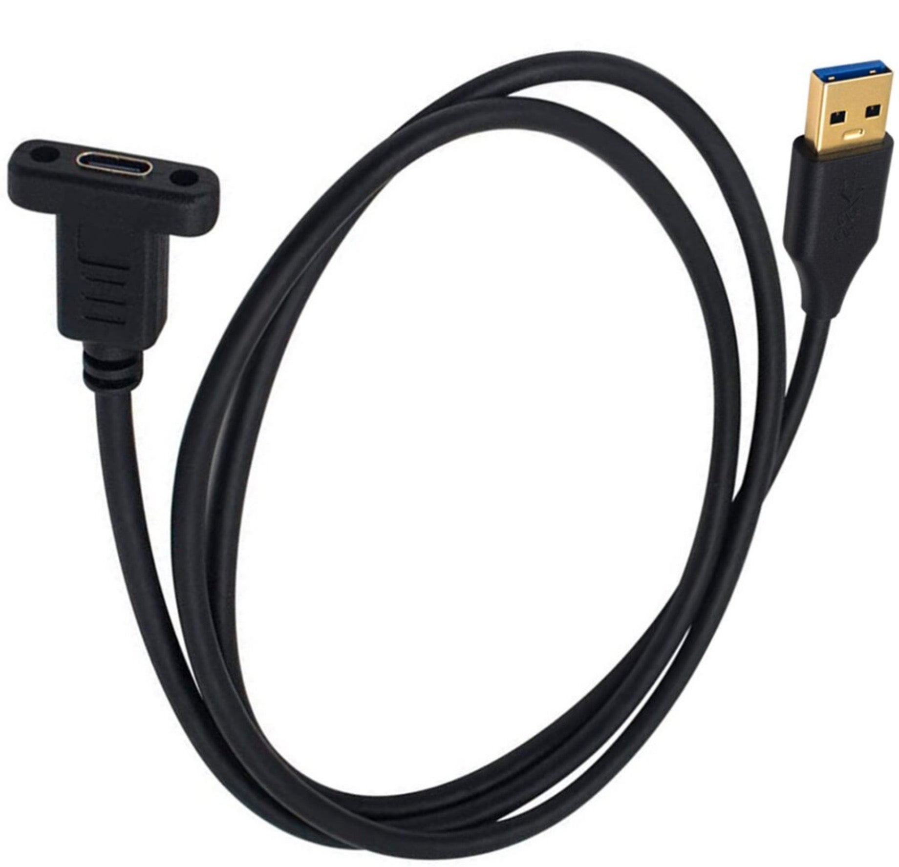 USB 3.0 Type A male to USB C female panel mount cable