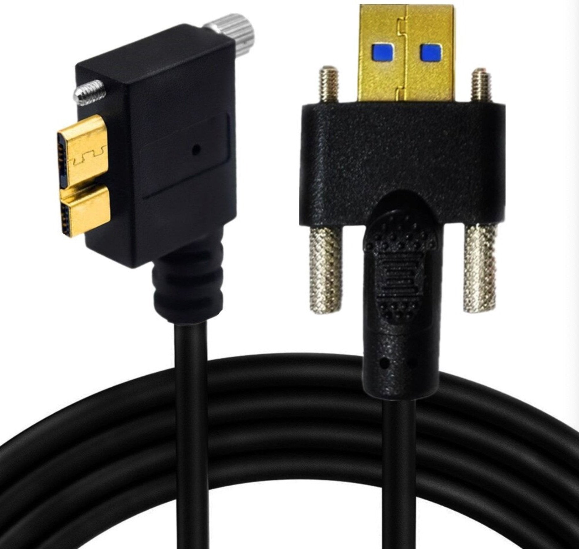 USB 3.0 Type-A to Micro-B right angle screw lock cable
