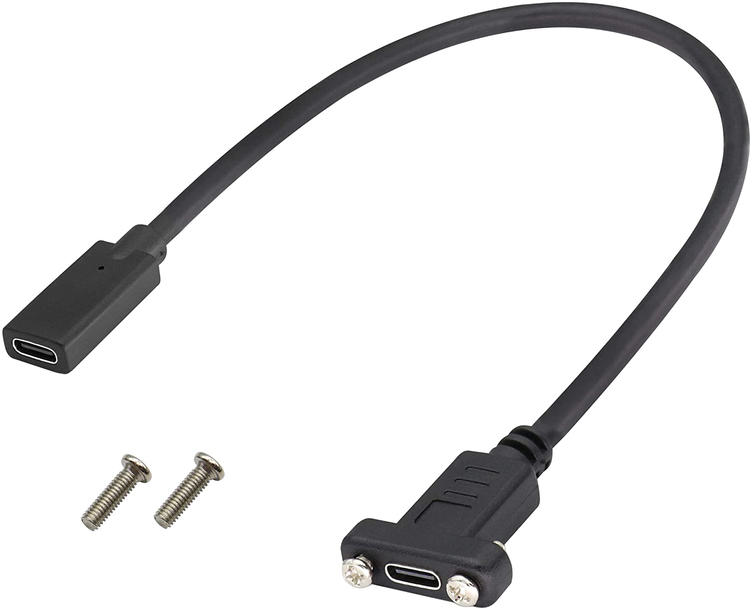 USB-C female to female panel mount extension cable with screw fixing