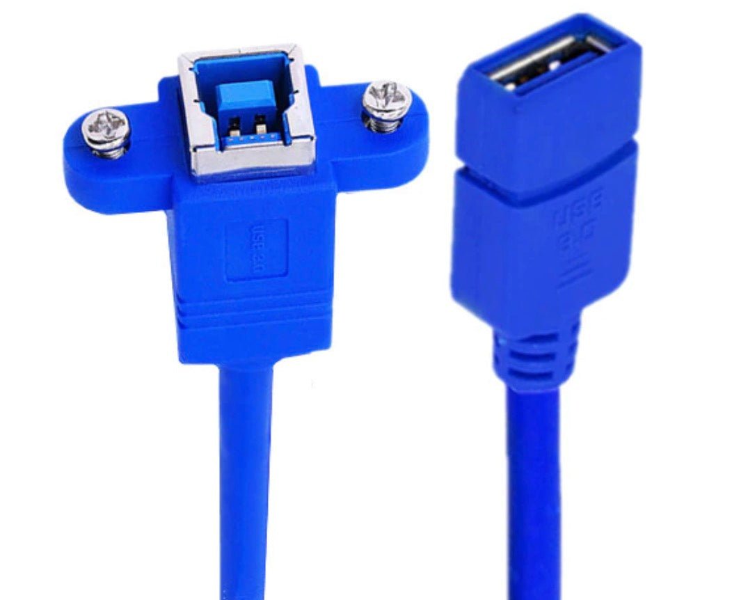 USB Type-B panel mount connector with mounting holes
