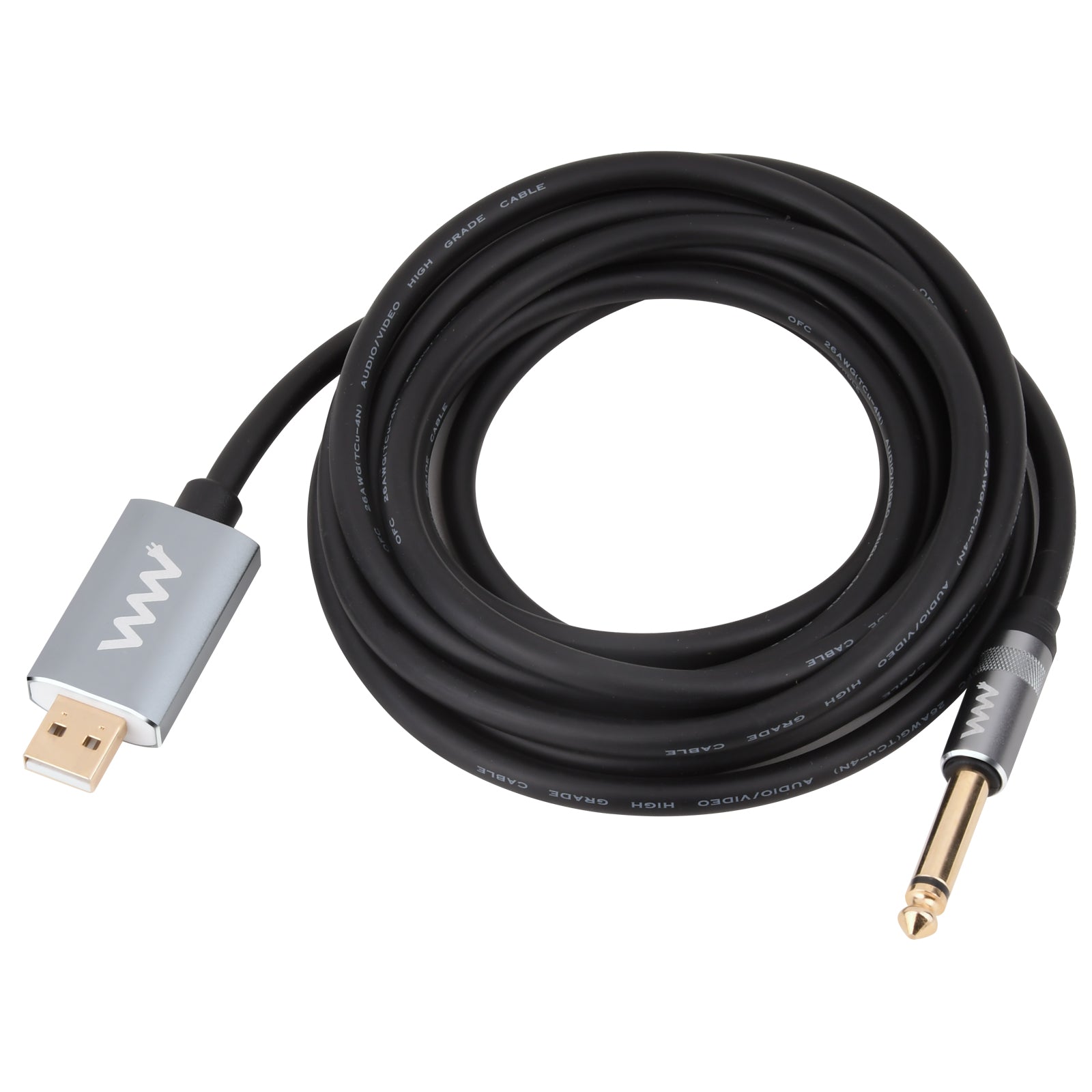 USB instrument cable for electric guitar recording