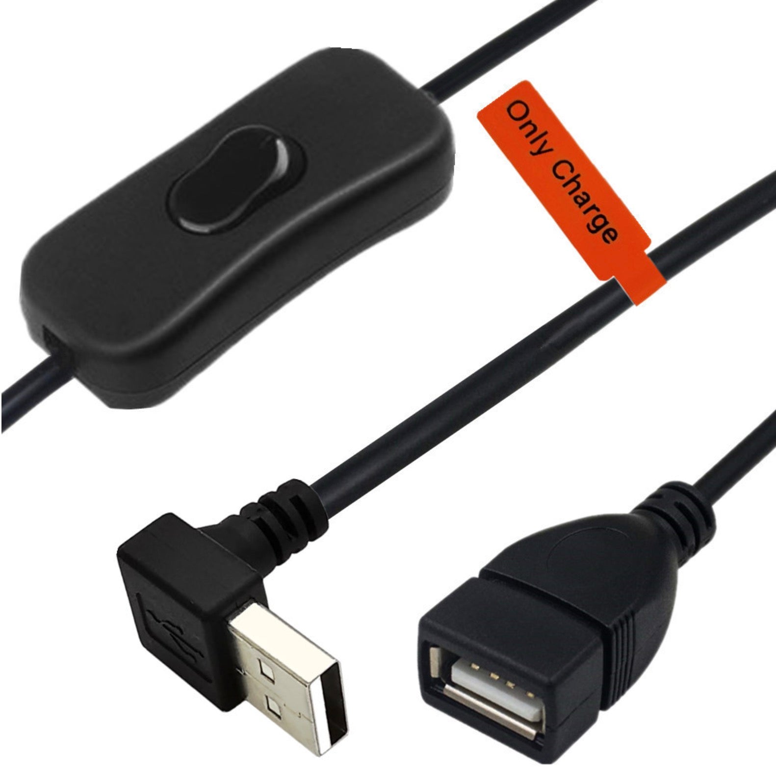 USB power only extension cable with rocker switch