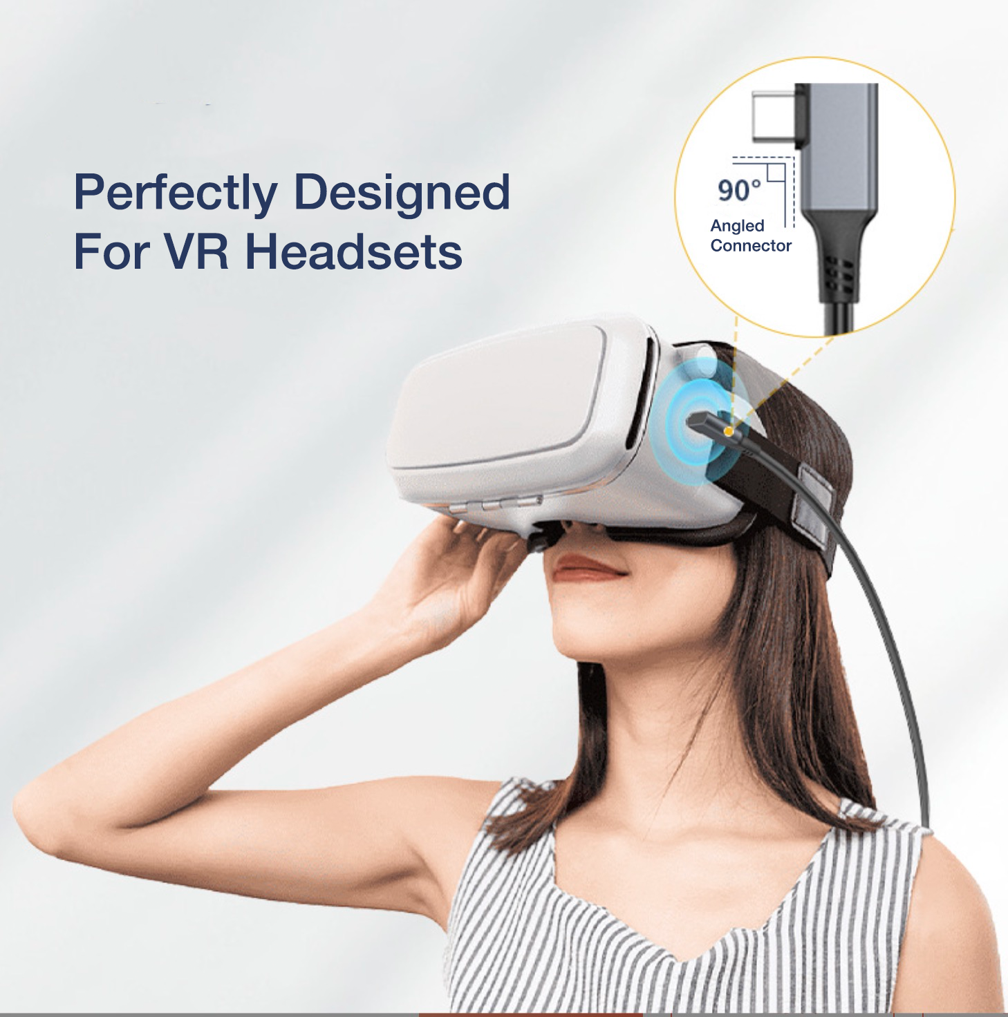 USB-C Male to Angled Male 3A 5Gbps Data Charge Cable USB 3.2 Gen 1 For Oculus Quest 2 VR Link 5m / 6m