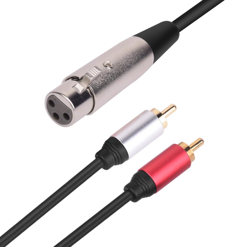 XLR Female 3 Pin to Dual RCA Male Y Splitter Cable – 1.8m Stereo Audio Adapter