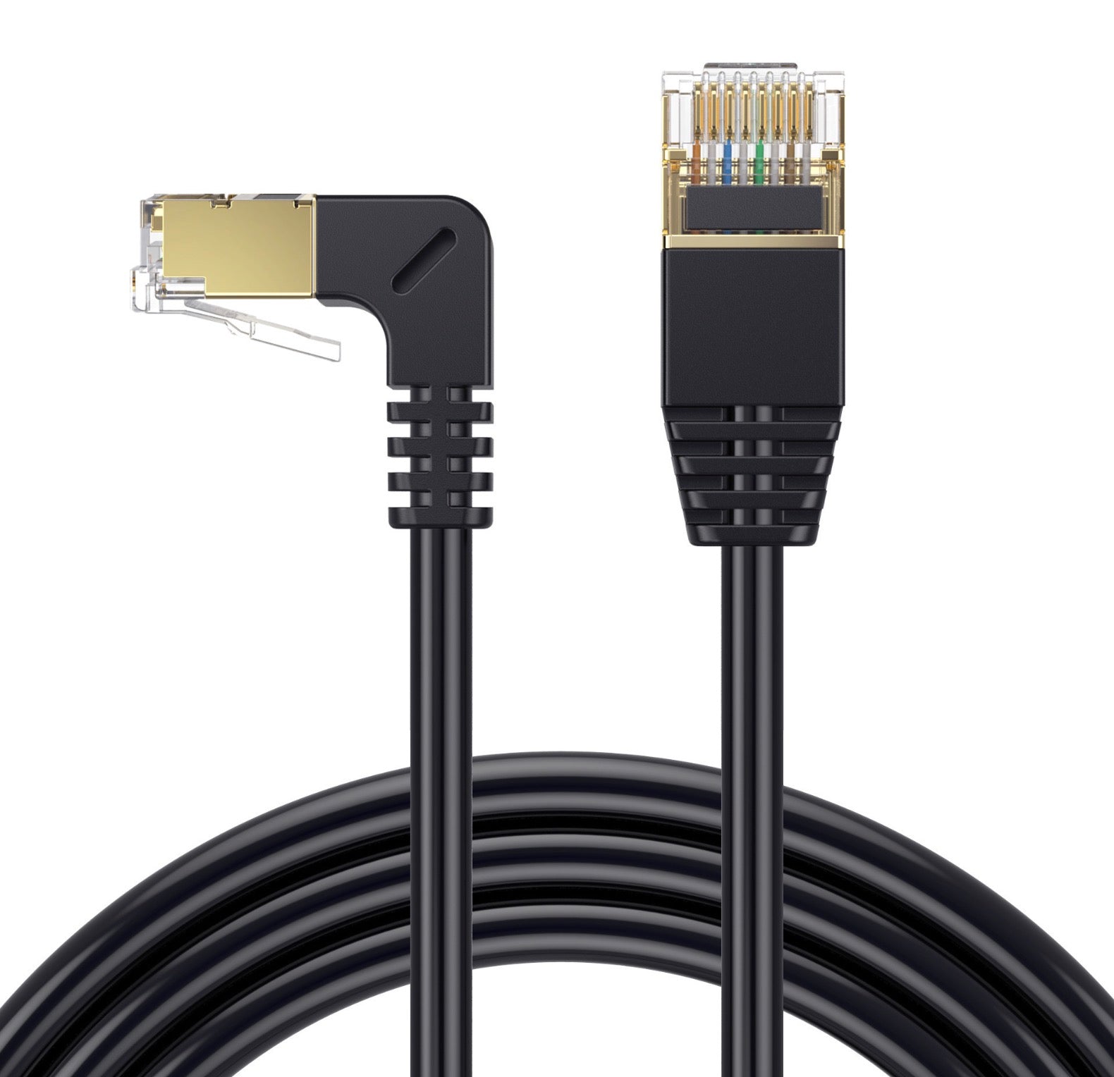 CAT8 RJ45 Ethernet cable with gold-plated connectors and SFTP shielding