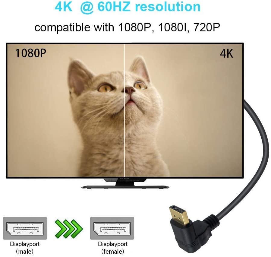 DisplayPort Male to Female Extension Cable 0.3m
