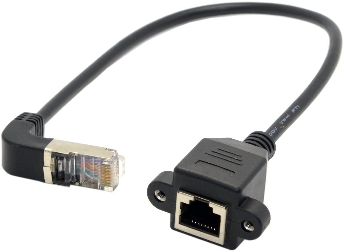 RJ45 Cat 5e Male to Female Panel Mount Ethernet Network Extension Cable 0.3m
