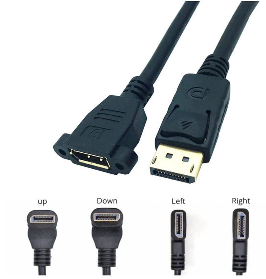 Displayport Male to Female Panel Mount 4K Extension Cable (0.3m)