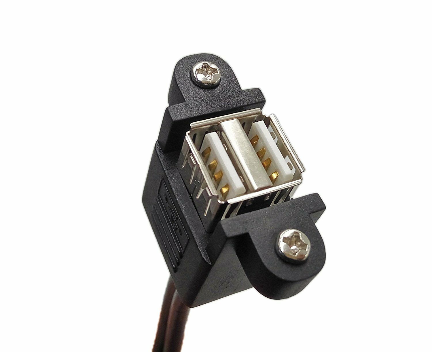 Dual USB 2.0 Type A Male to Female Extension Panel Mount Cable