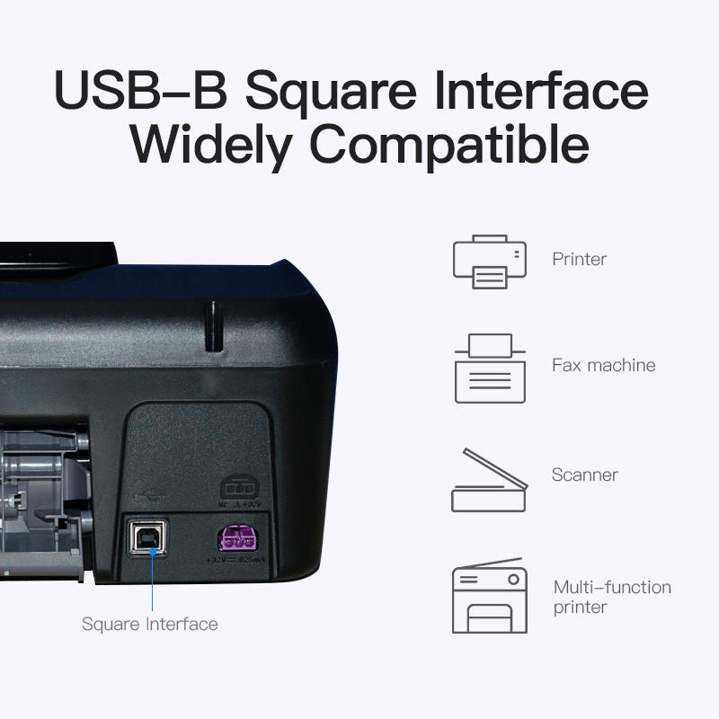 USB-A 2.0 Down Angle Male to USB-B Male Up Angle Printer Scanner HDD Cable