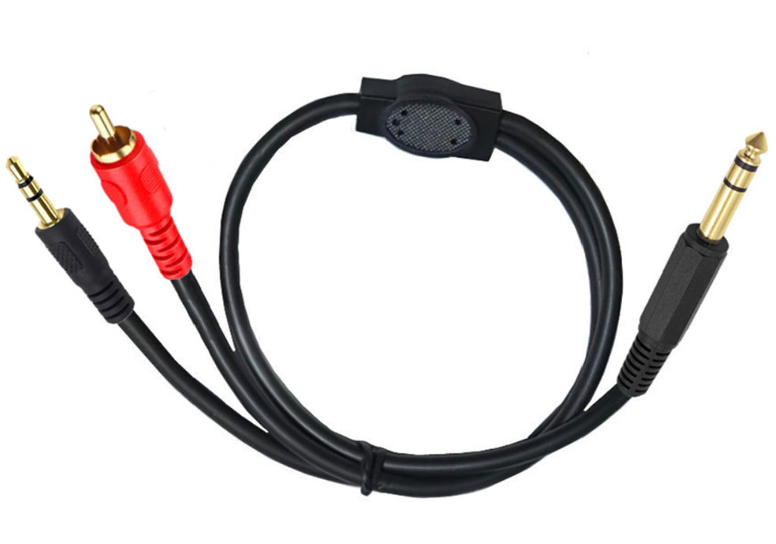 gold plated 6.35mm jack to 3.5mm and RCA audio adapter cable