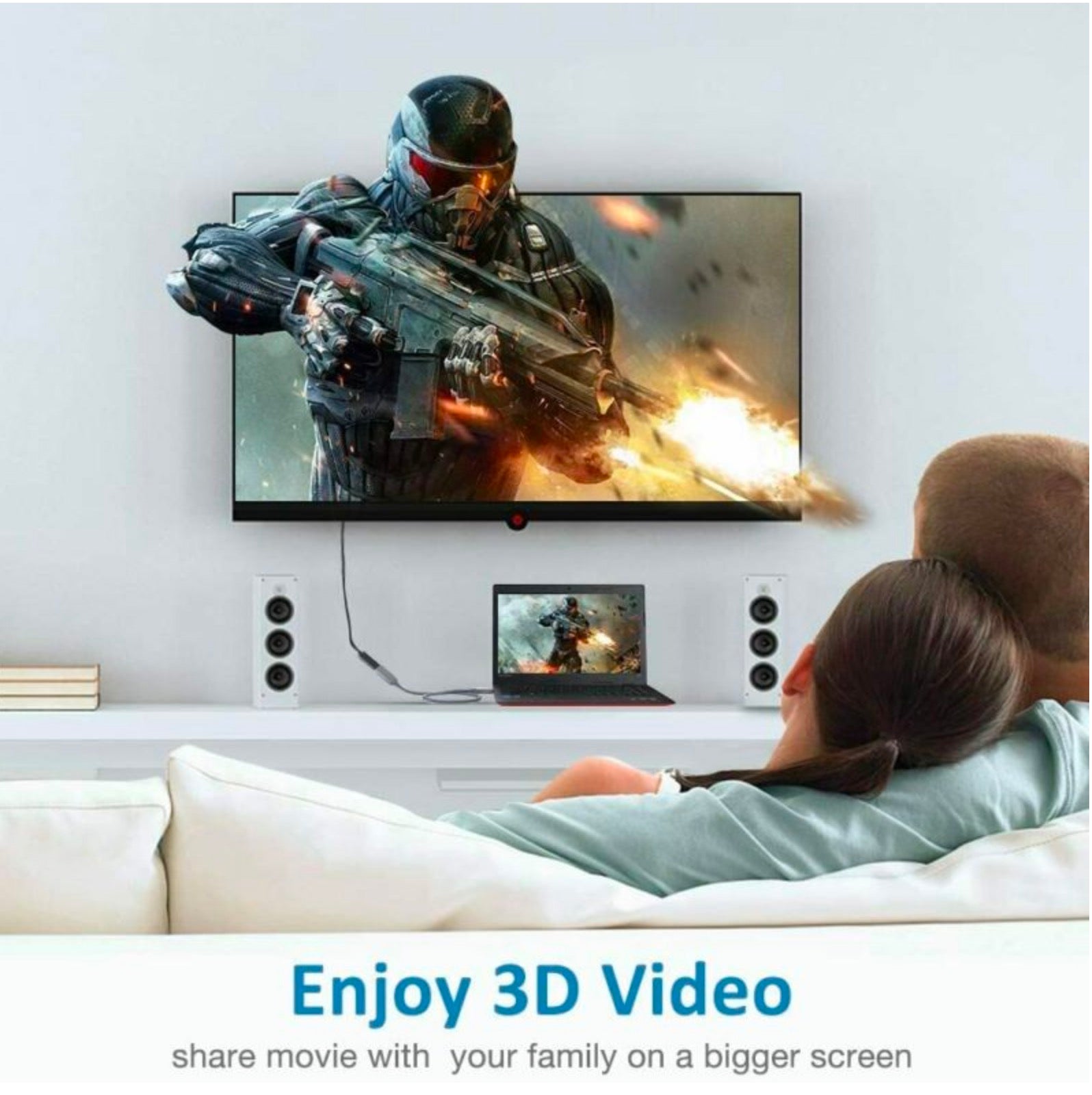 HDMI Male to HDMI Female 4K Audio Video Braided Cable 1.2m