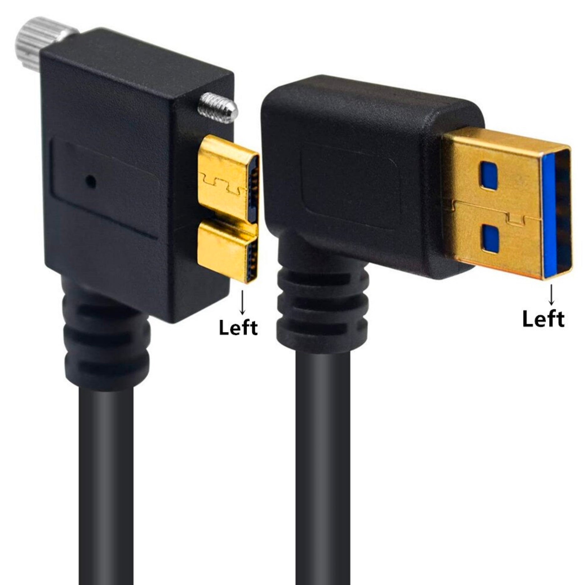 USB-A 3.0 Male to Micro B Male with Locking Screw Charging & Data Cable 0.25m