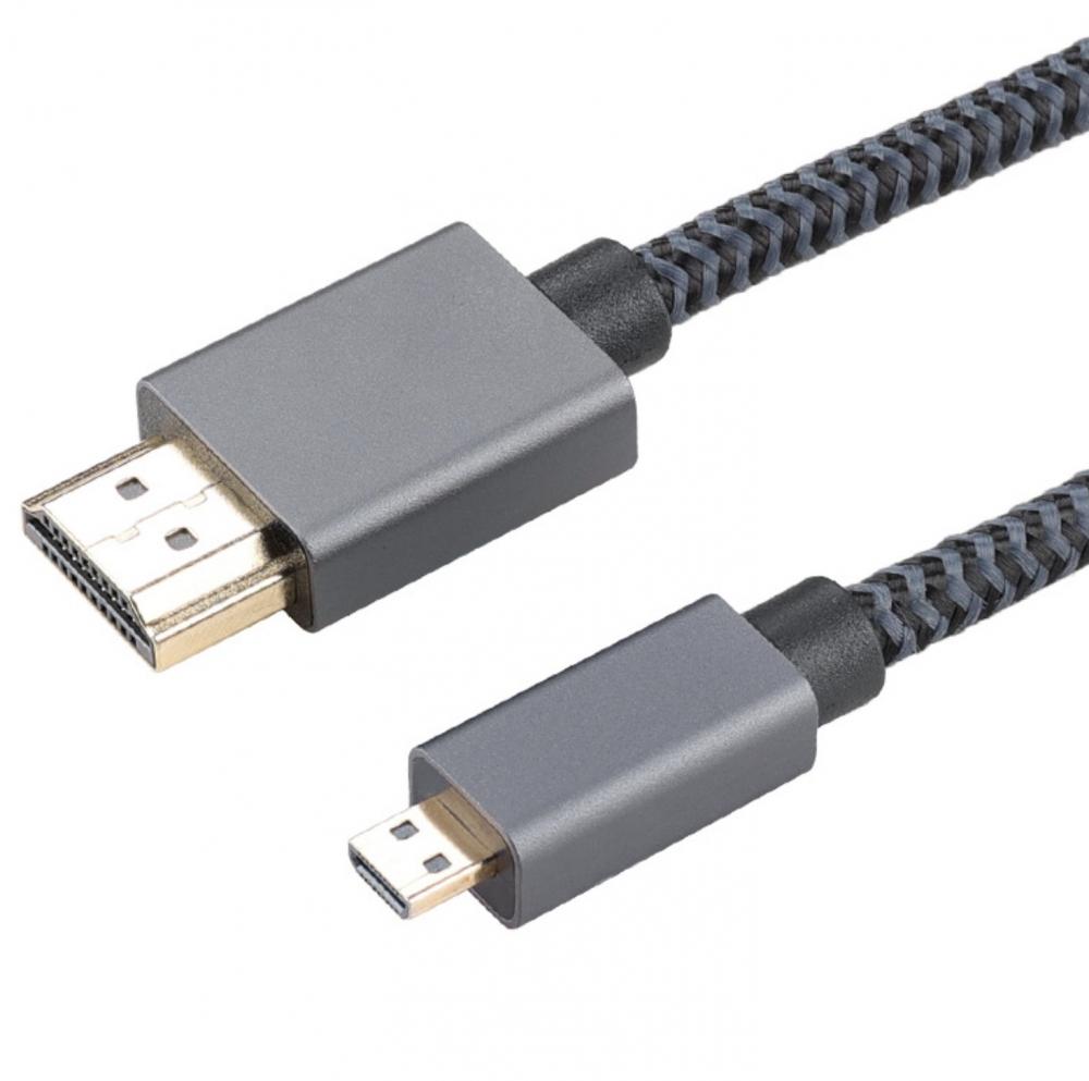 Micro HDMI Male to Standard HDMI 4K Ultra HD Braided Cable