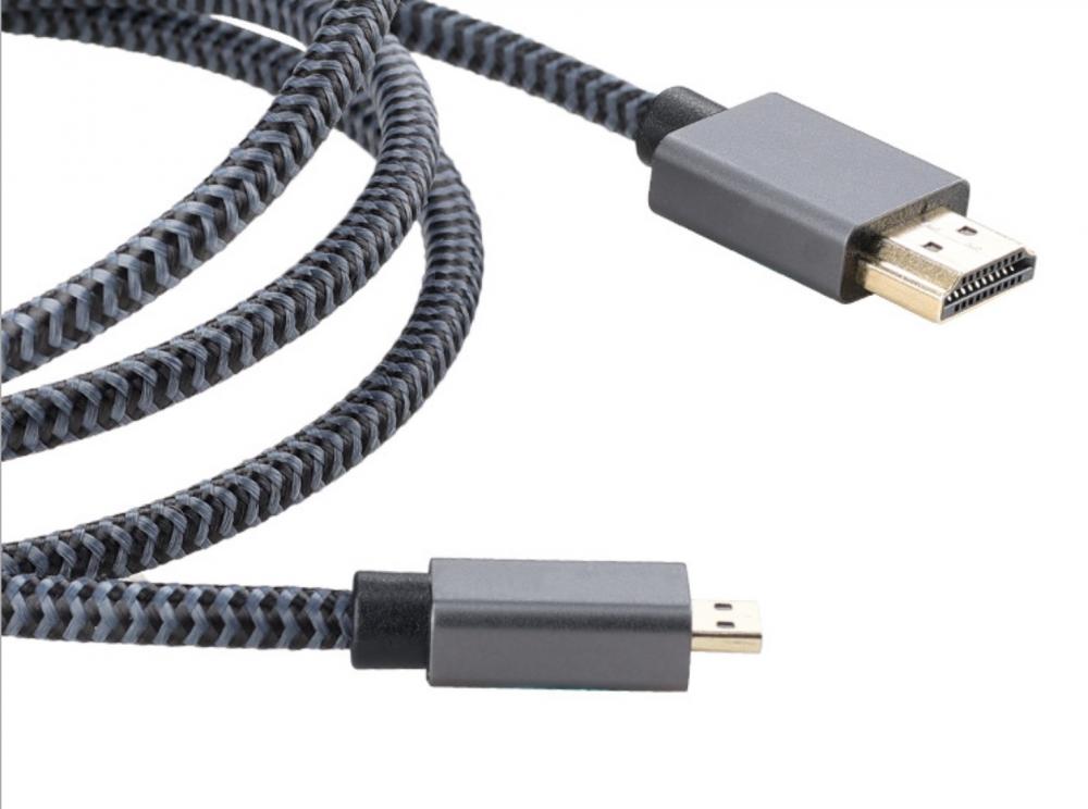 Micro HDMI Male to Standard HDMI 4K Ultra HD Braided Cable