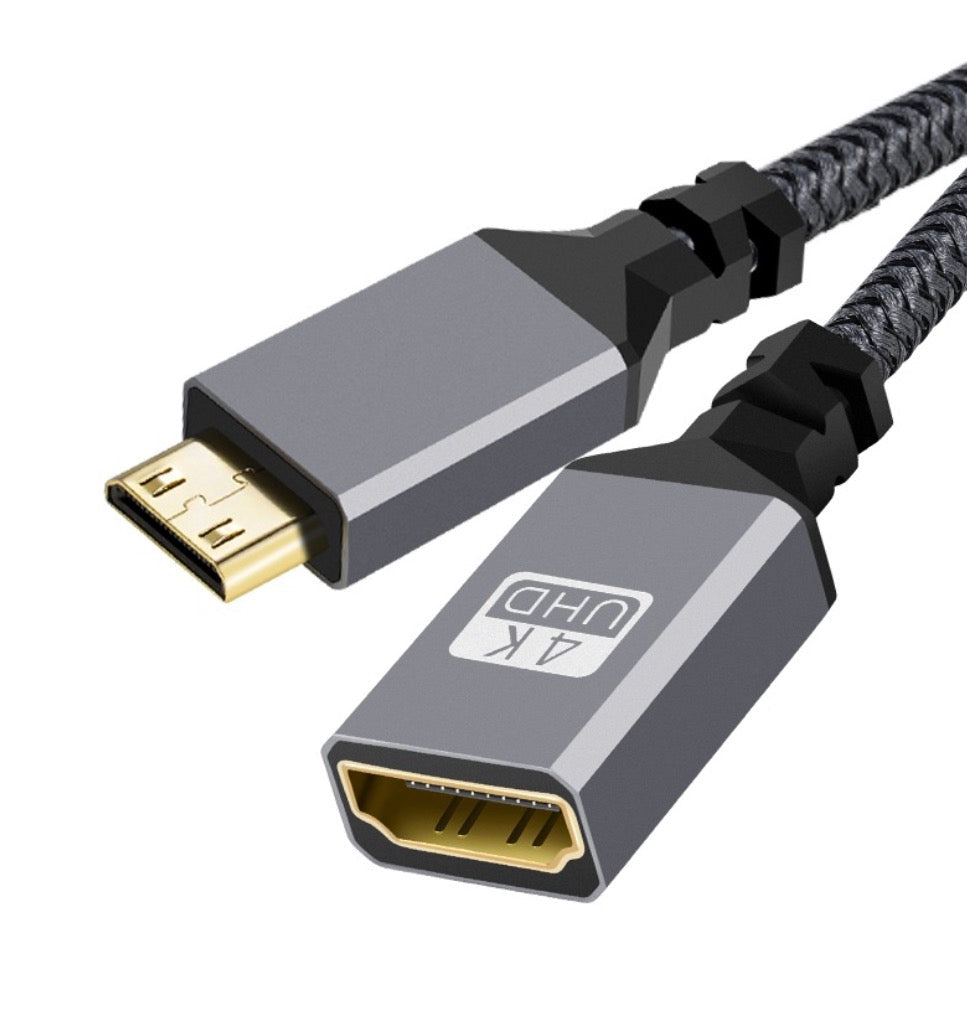 Mini HDMI Type C male to HDMI female adapter cable supporting 4K 60Hz