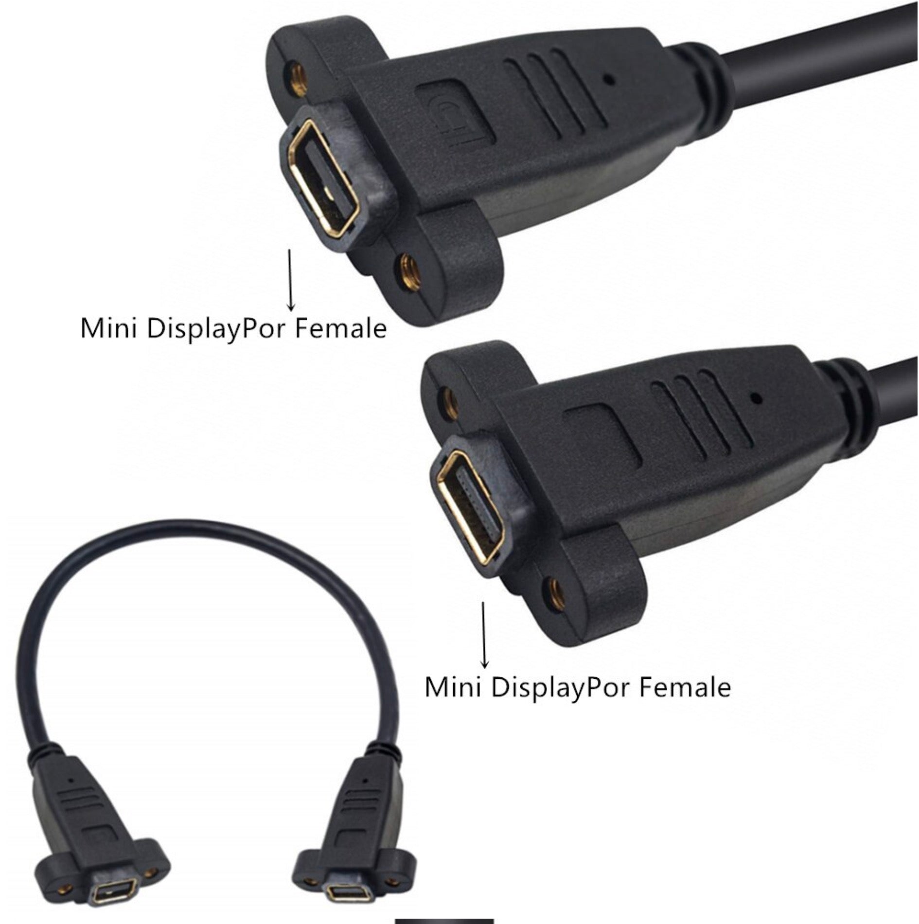 Mini Displayport Female to Female Dual Panel Mount 4K Cable (0.3m)